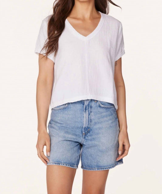 Bobi - Boxy Crop V Neck Top