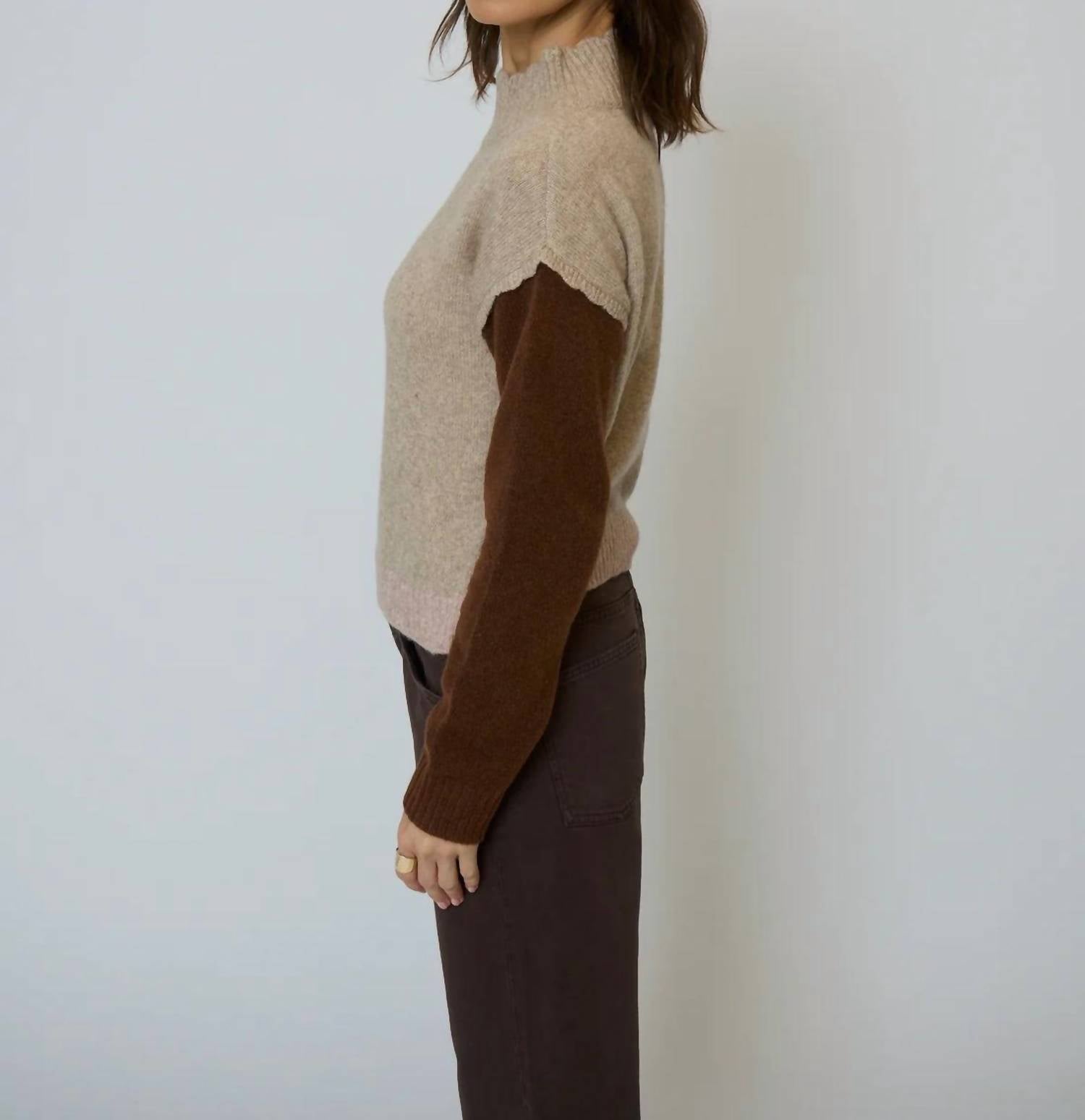 Central Park West Olivia Ruffle Turtleneck Sweater in lt pk - women's sweater - alternate view