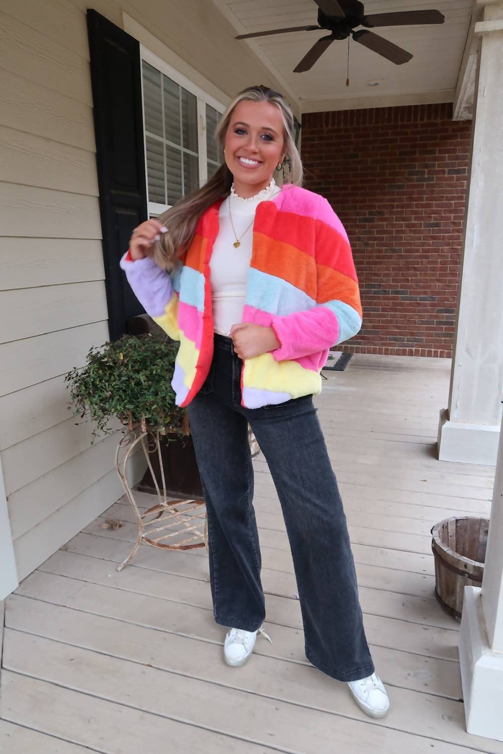 Buddylove - Rainbow Faux Fur Jacket