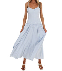 TCEC Oceanview Striped Maxi Dress in light blue - women's dress - detail view