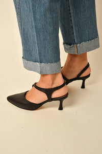 ALL BLACK Women's Angle Sling Princess Heel Shoe in black - women's heels