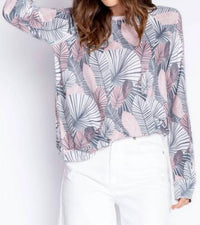 Pj Salvage - Geo Palm Long Sleeve Lounge Top