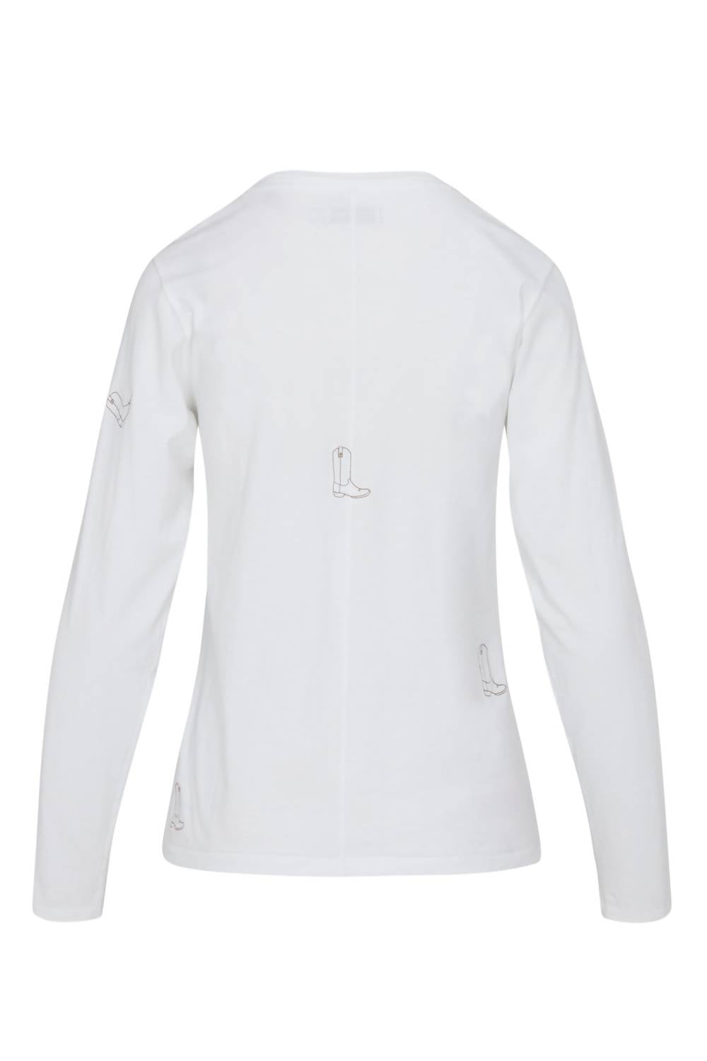 catherine gee Cowboy Boot T-shirt in white - women's long sleeve top - view 4