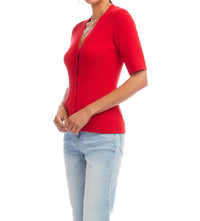 Karen Kane - Short Sleeve Ribbed Cardigan Sweater