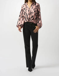 Joseph Ribkoff - Animal Print Half Tuck Satin Top