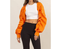 Hyfve - Ruched French Terry Bolero Bomber Jacket