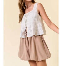 Doe And Rae - Bella Front Tie Ruffle Top