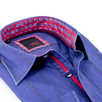 Eight X - Men's Denim Button Down With Paisley Trim Shirt