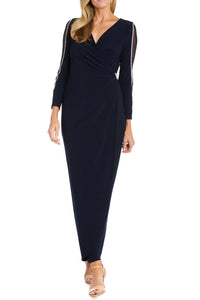 R&M Richards - Long Faux Wrap Style Evening Dress