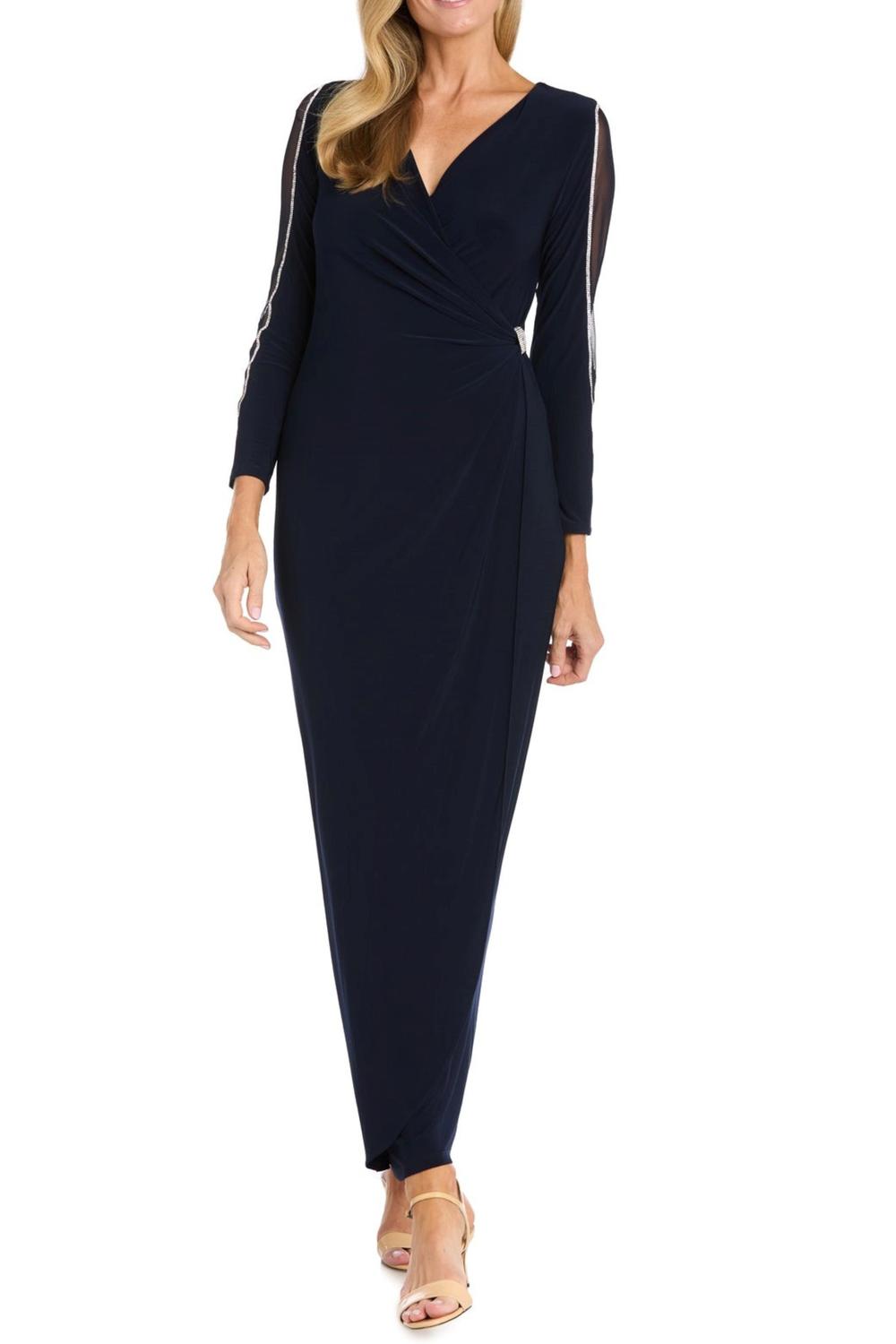 R&M Richards - Long Faux Wrap Style Evening Dress