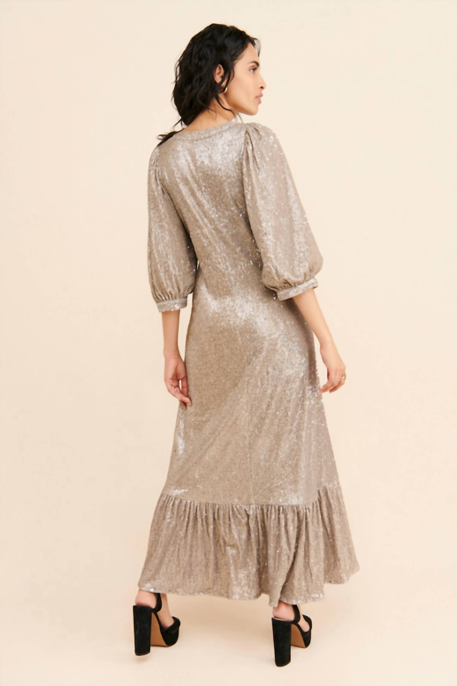 Saltwater Luxe - Sequin Plunge Maxi Dress