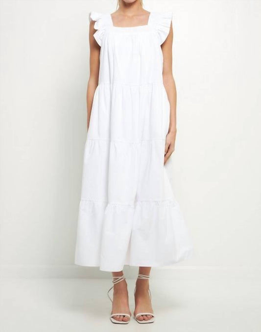 2.7 August Apparel - Ruffle Detail Poplin Midi Dress