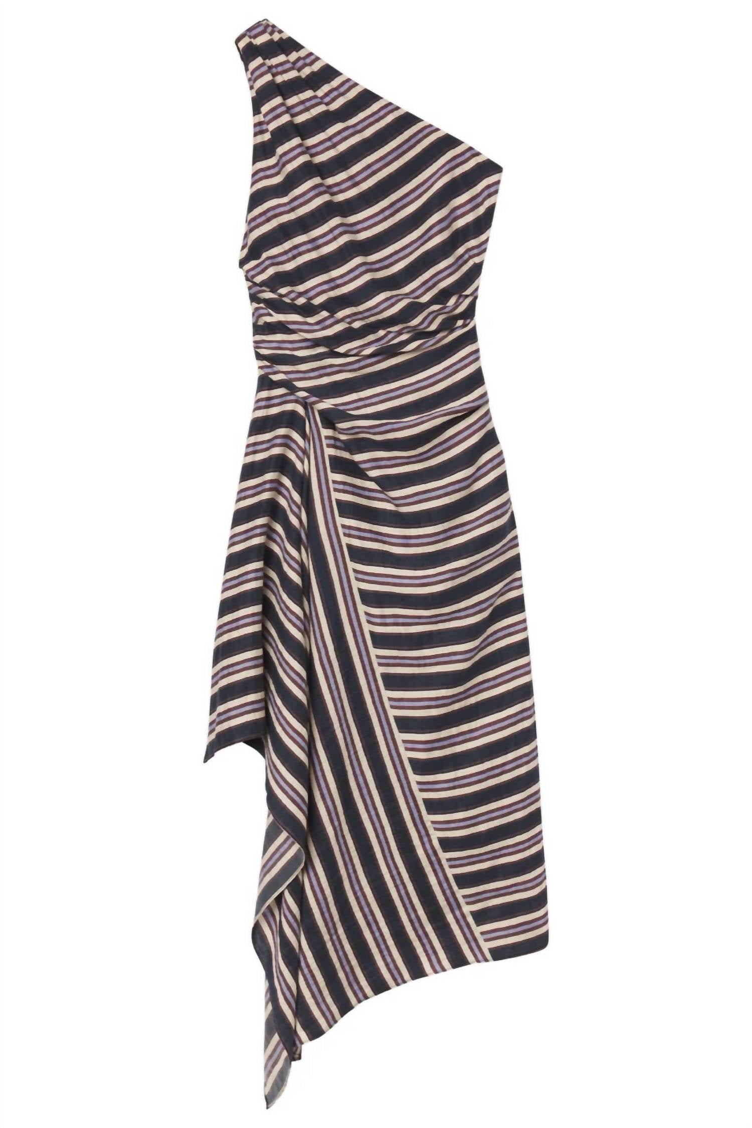 A.L.C. - Lyn One-shoulder Striped Linen Midi Dress