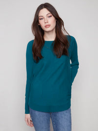 Charlie B - Round Hem Sweater With Front Pockets