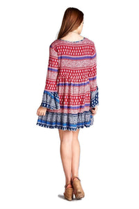 Velzera - Tassel Tie Bell Sleeve Mini Dress