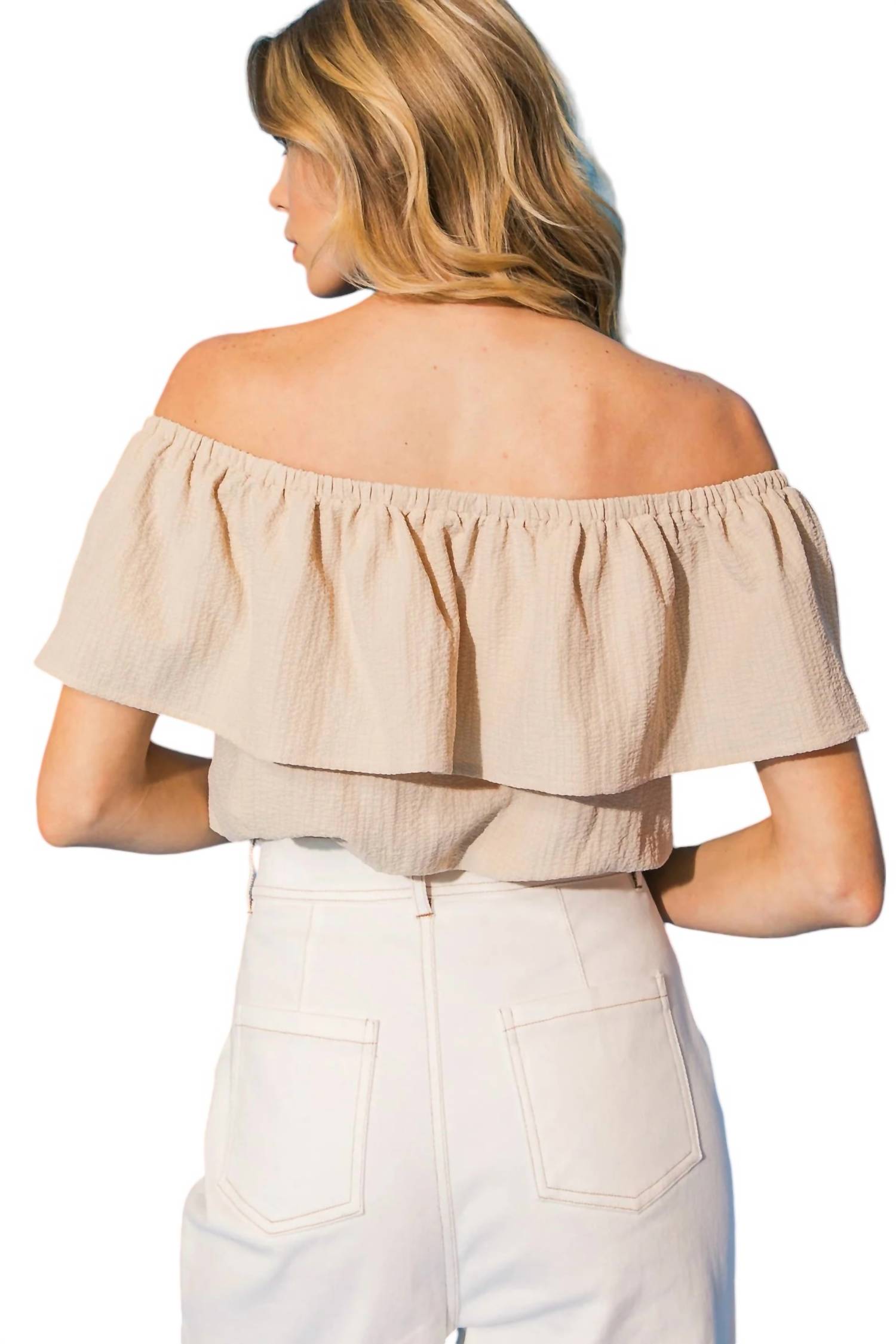 Flying Tomato - Millie Off Shoulder Textured Top
