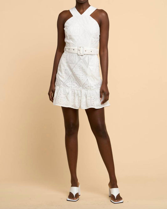 Ciebon - Lace Eyelet Belted Sleeveless Dress