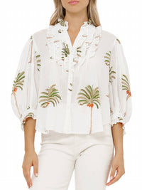 Oliphant - Ruffle Front Button Top