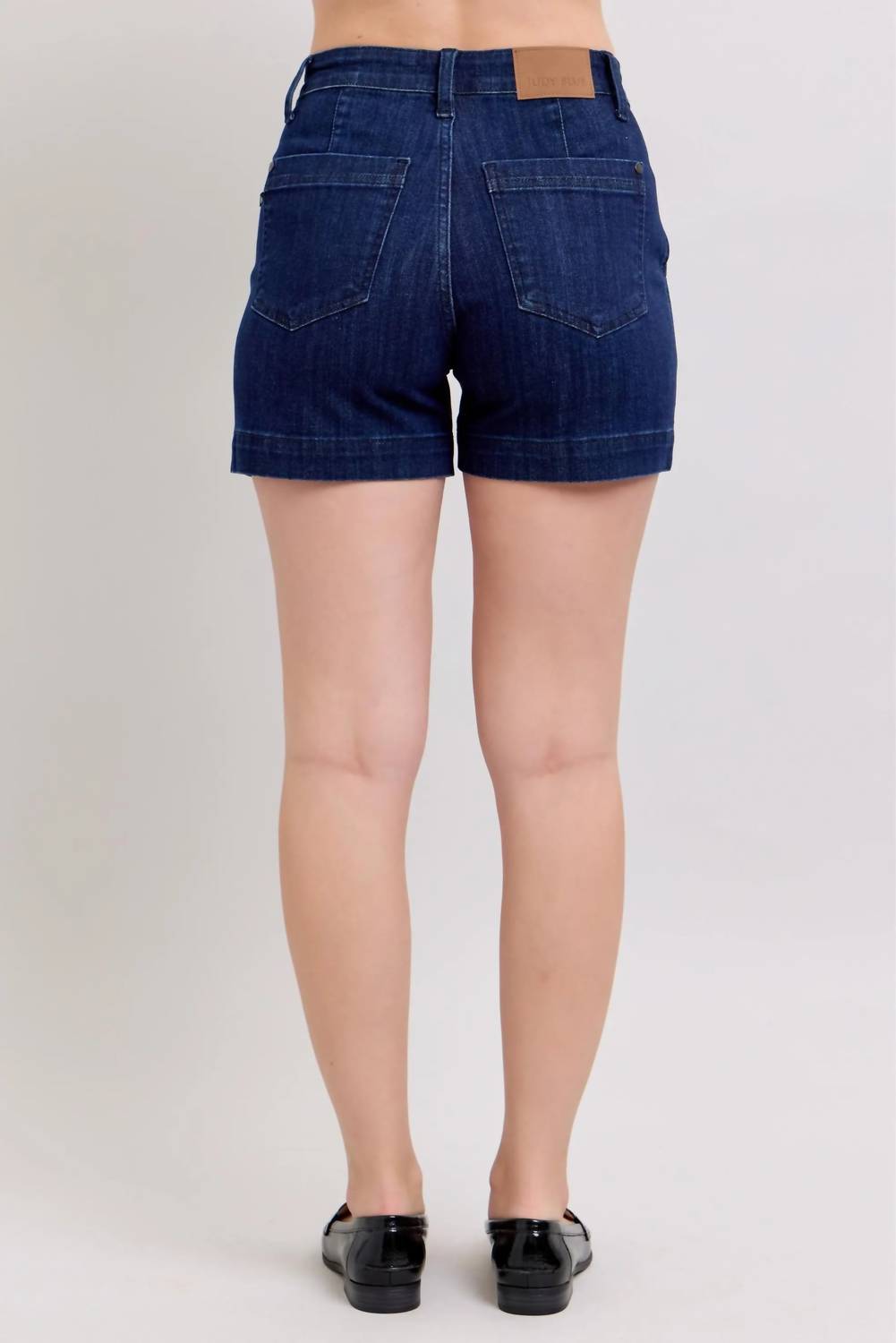 Judy Blue Dani High-waisted Denim Trouser Shorts in blue - women's shorts - detail view