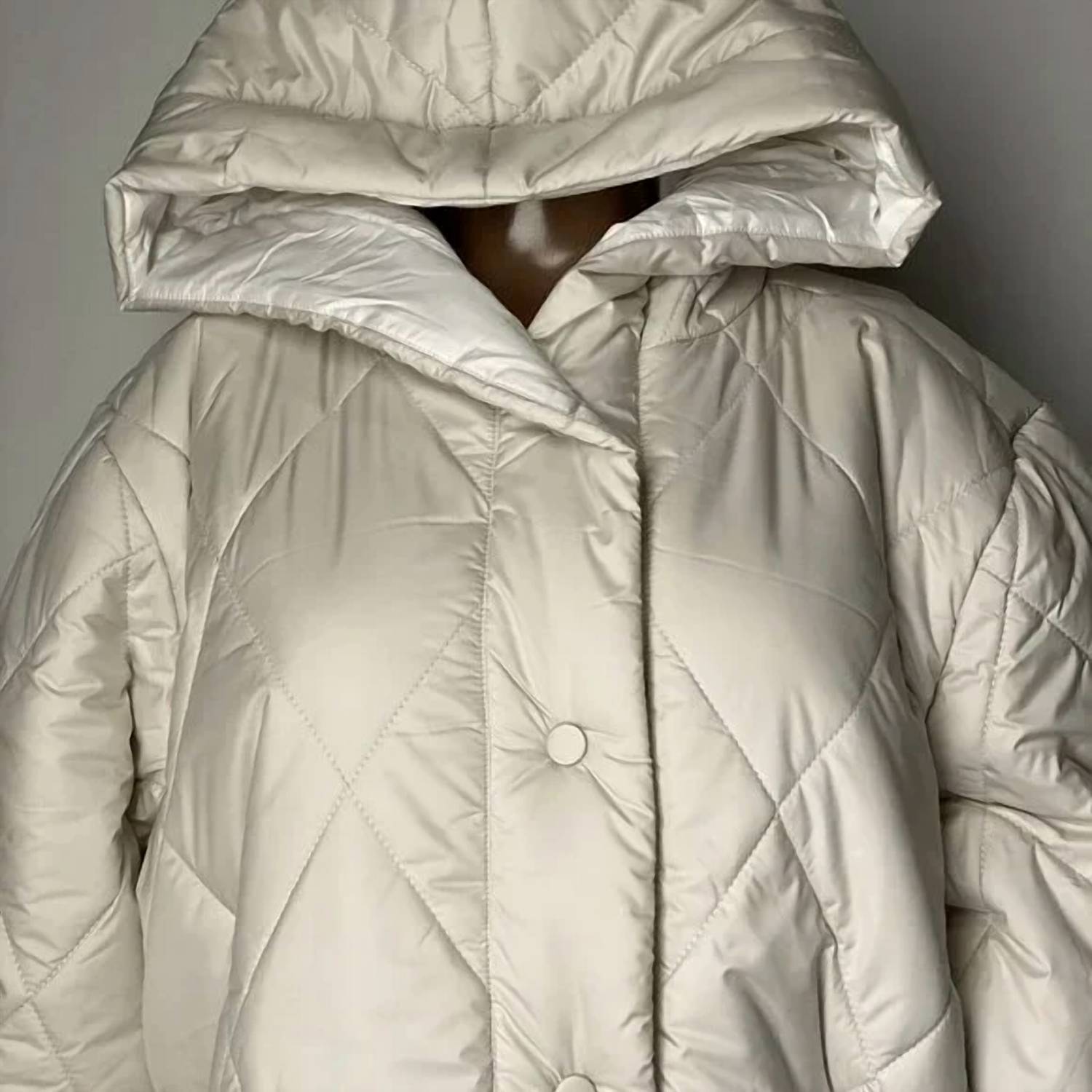 Lilla P Women’s Quilted Hooded Belted Puffer Coat in opal beige - women's jacket - view 5