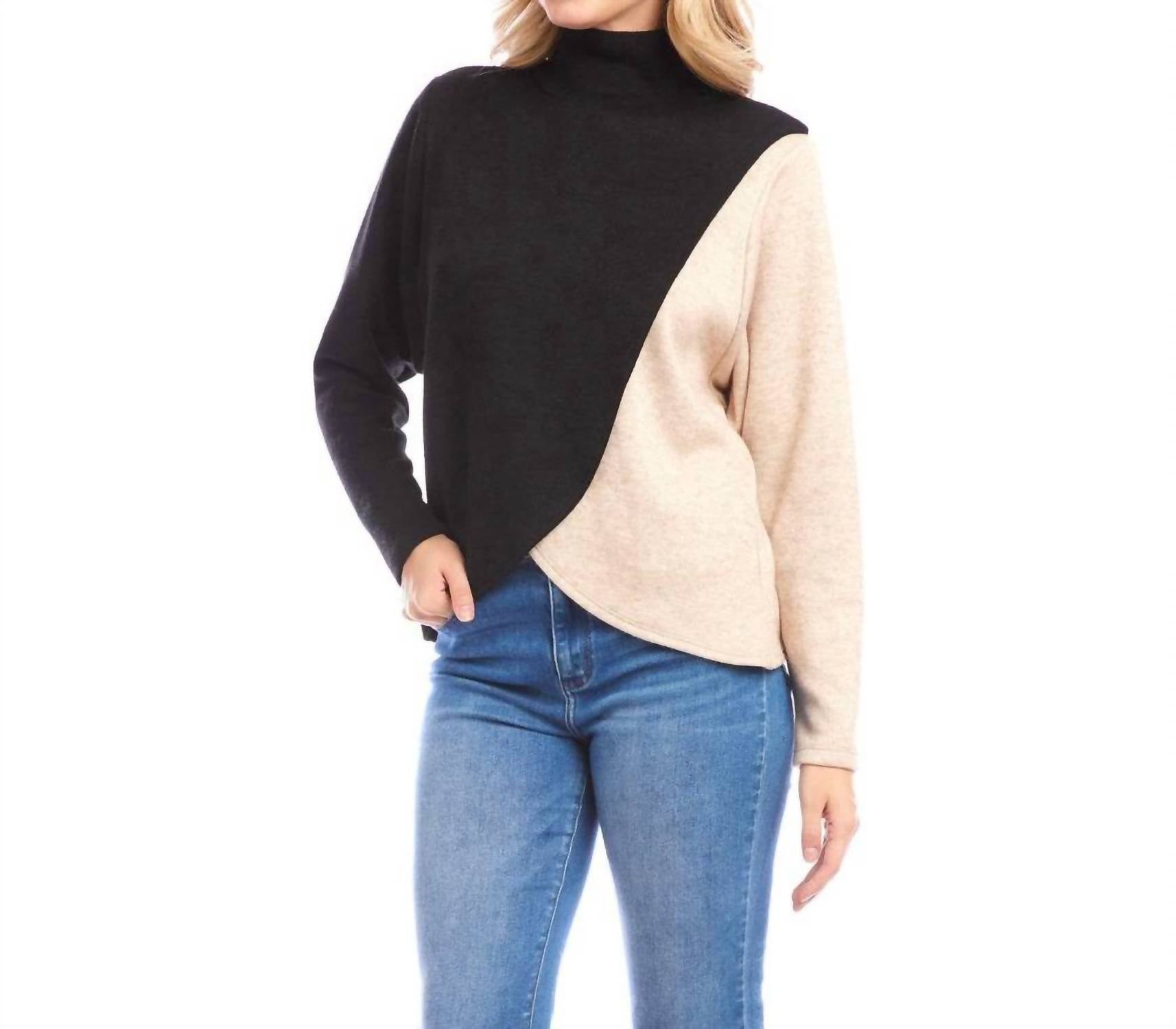 Karen Kane - Long Sleeve Crossover Colorblock Top