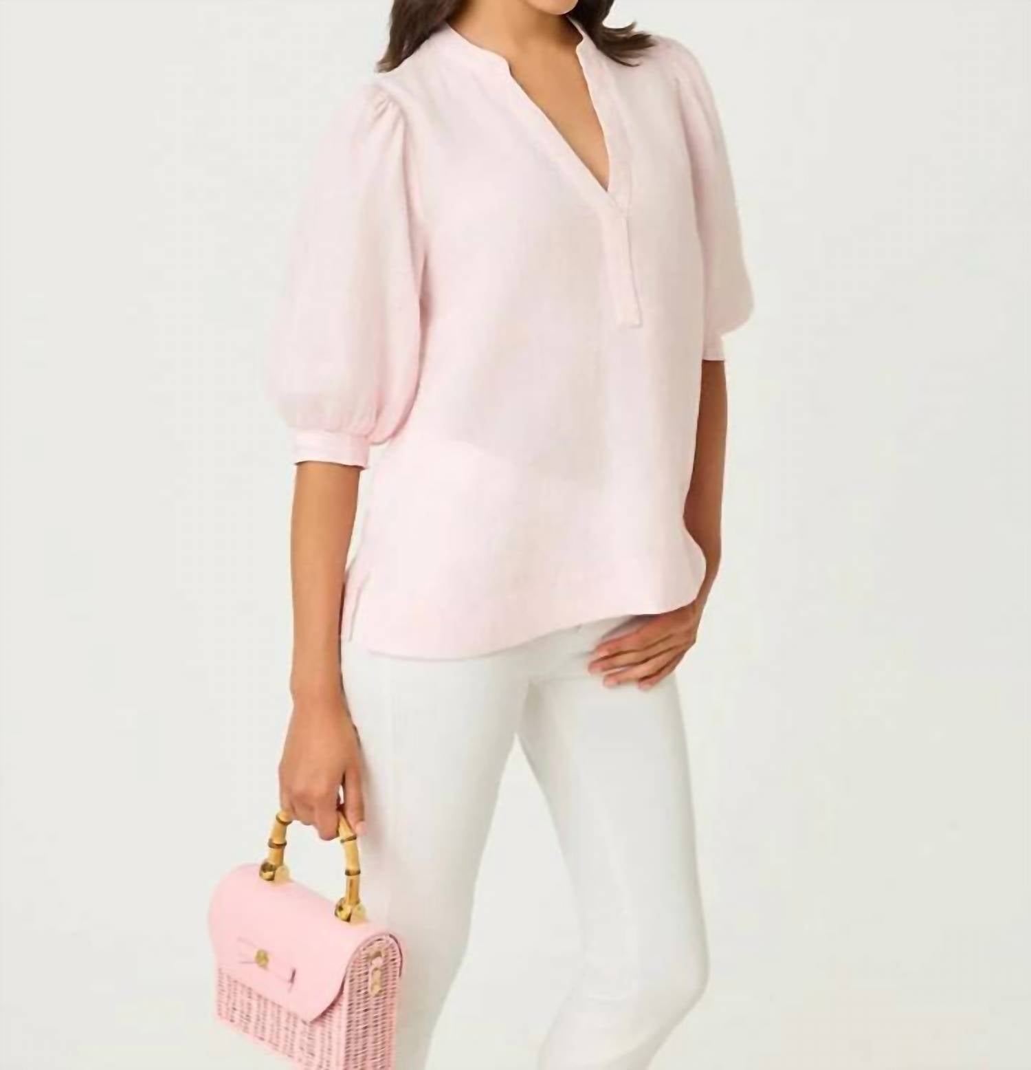Lilly Pulitzer - MIALEIGH ELBOW SLEEVE LINEN TOP