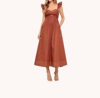 Flying Tomato - Woven Ruffle Midi Dress