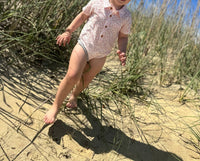 ME & HENRY Boy's Helford Floral Onesie in coral spring - kids' item - detail view