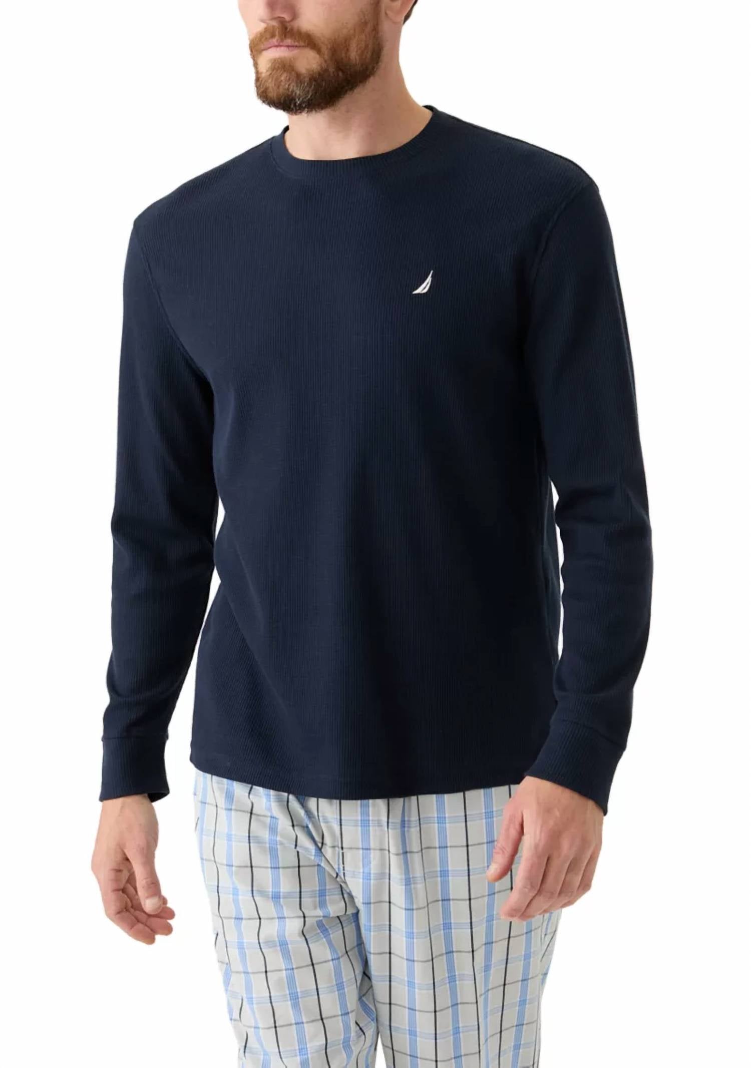 Nautica - Waffle Knit Pattern Lounging Shirt