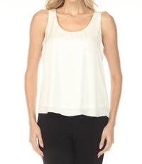 Joseph Ribkoff Scoop Neck Sleeveless Satin Top in winter white - women's tank top