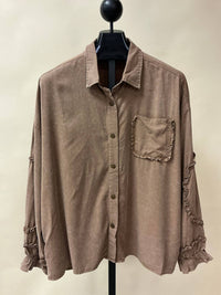Blue Velvet - Women's Wide Elbow Patch & Pocket Washed Shirt