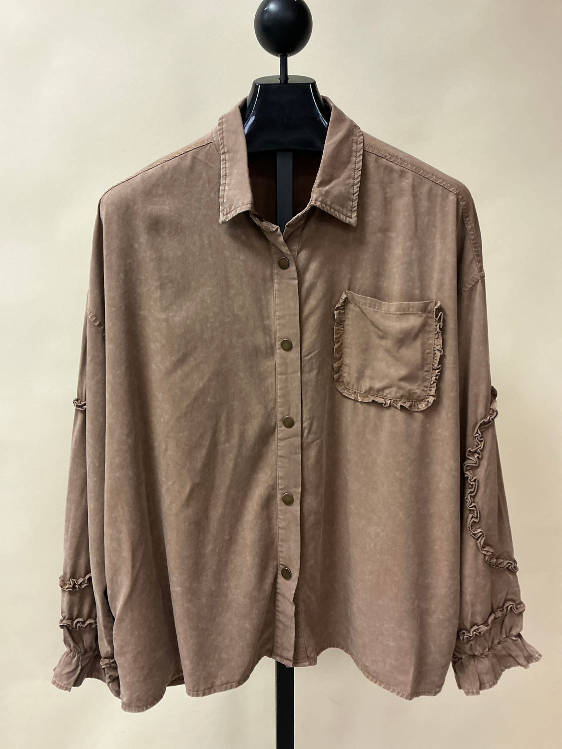 Blue Velvet - Women's Wide Elbow Patch & Pocket Washed Shirt