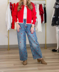 Fate - Contrast Bow Detail Open Cardigan