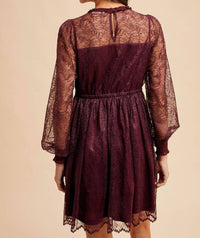 In-Loom - Ruffled Neck Mini Lace Dress
