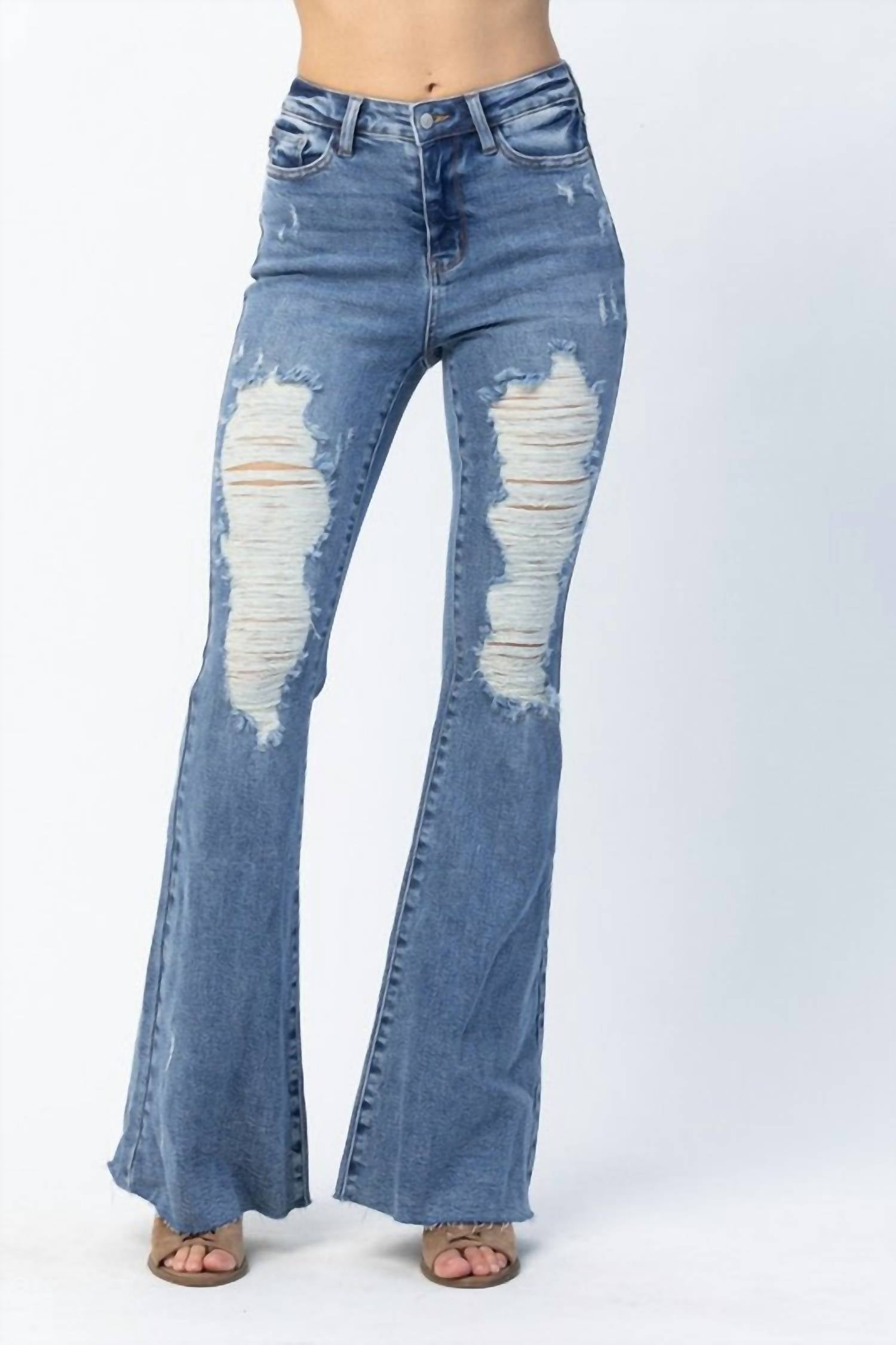 Judy Blue - Retro Destroyed Flare Jeans
