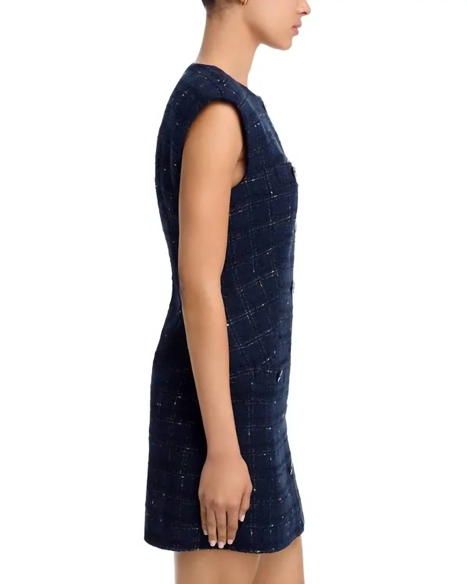 Veronica Beard Tamara Mini Dress in navy - women's dress - alternate view