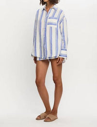 KIVARI Isabelle Shirt in blue stripe - women's shirt - detail view