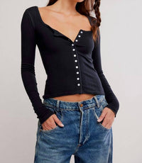 Free People - End Game Pointelle Long Sleeve Top