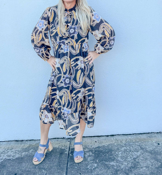 Jodifl - Somewhere Out There Floral Print Midi Dress