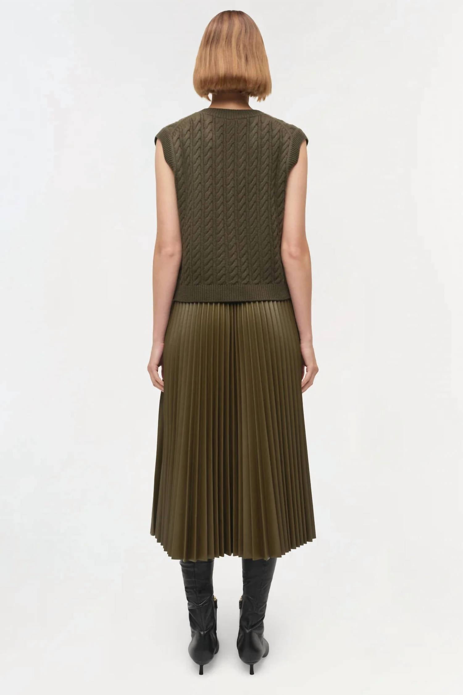 SIMKHAI Perrie Cashmere Vest in olive - women's jacket - view 5