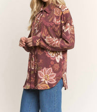 Heimish Usa - Paisley Button Down Shacket - Plus