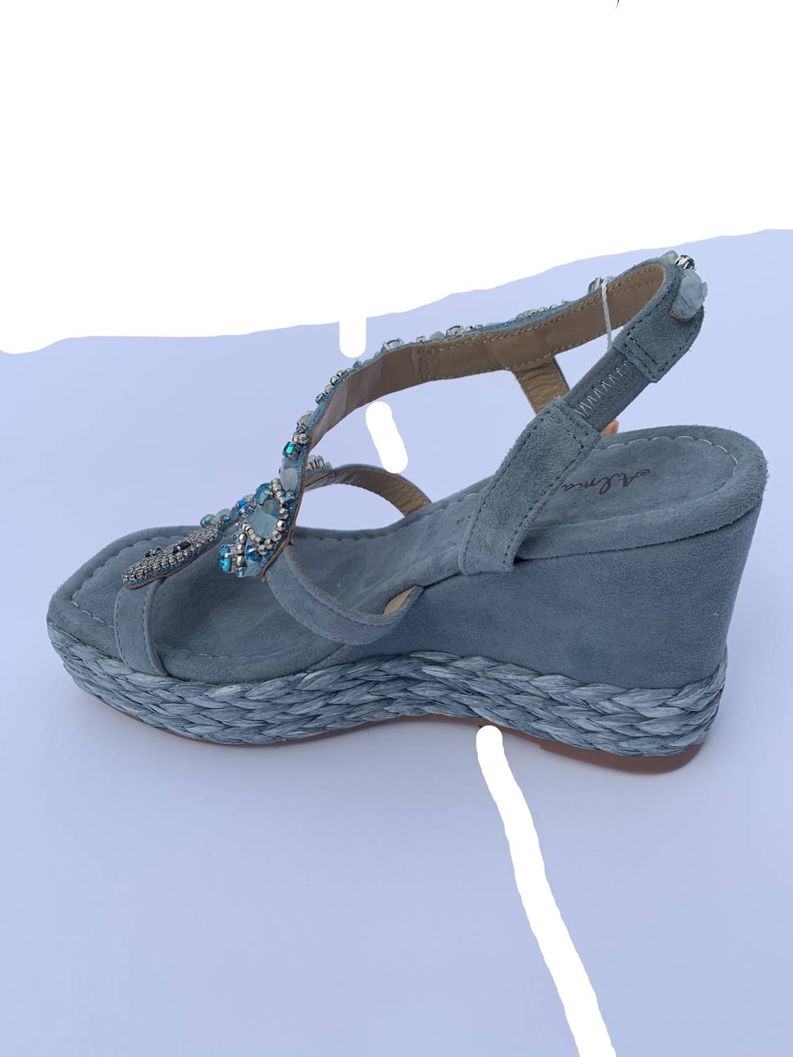 Alma En Pena Women's Zafiro Wedge Sandals in jean - women's sandal - detail view