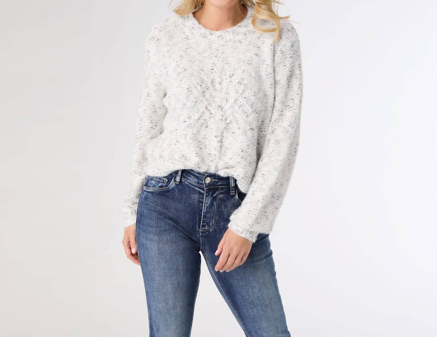 Coco + Carmen - Alivia Sparkle Sweater with Front Cable