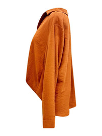 Meet Me in Santorini Women's Sunset Button Up Blouse in santorini women s sunset button up blouse in rust - women's blouse - alternate view
