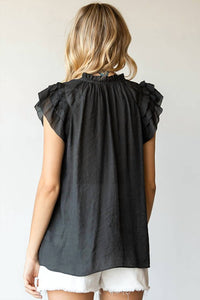 First Love - Drawstring Flutter Blouse - PLUS