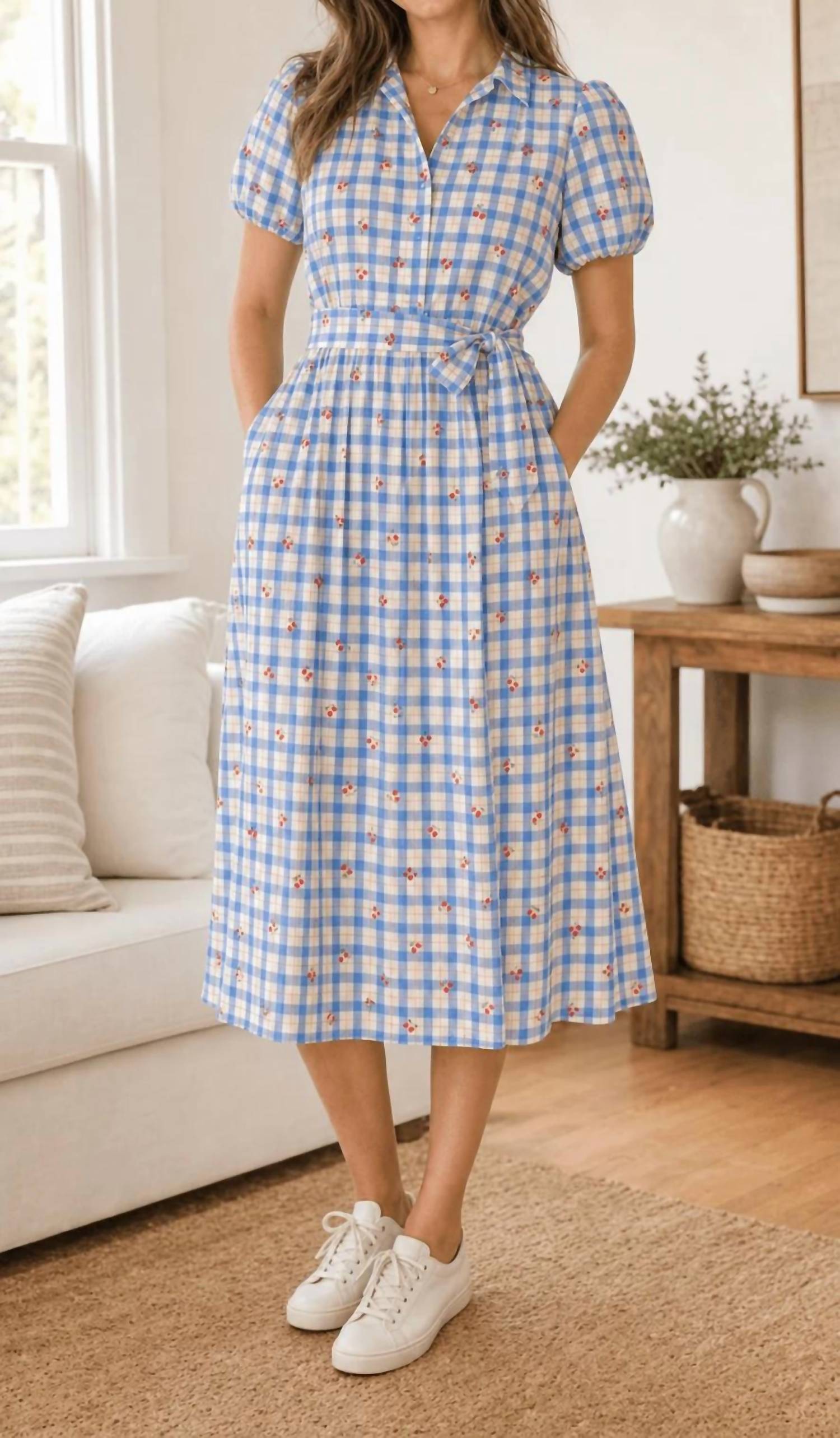 Pinch - Cherry Gingham Wrap Midi Dress
