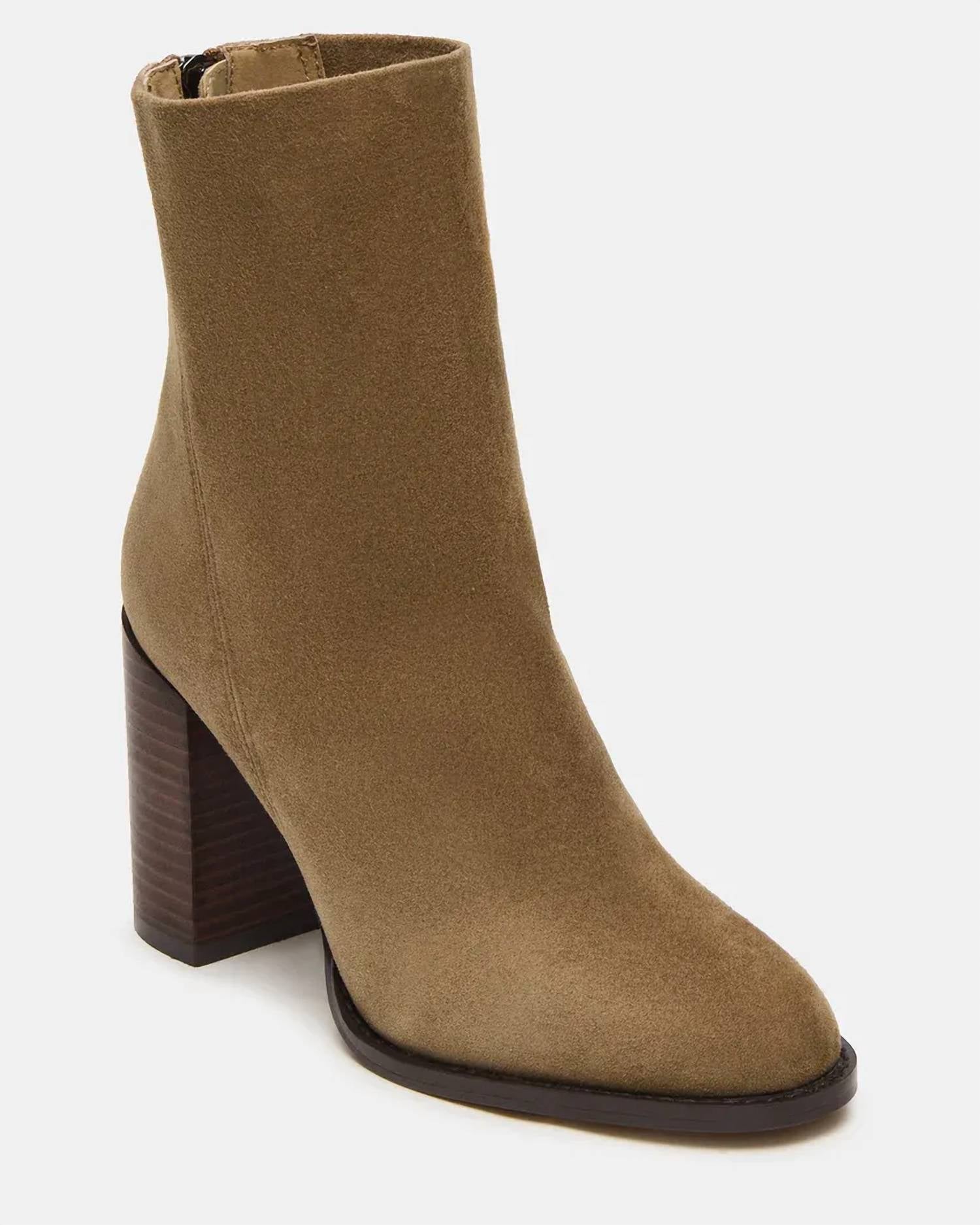 STEVE MADDEN Women's Obsession Boot in taupe suede - women's shoe