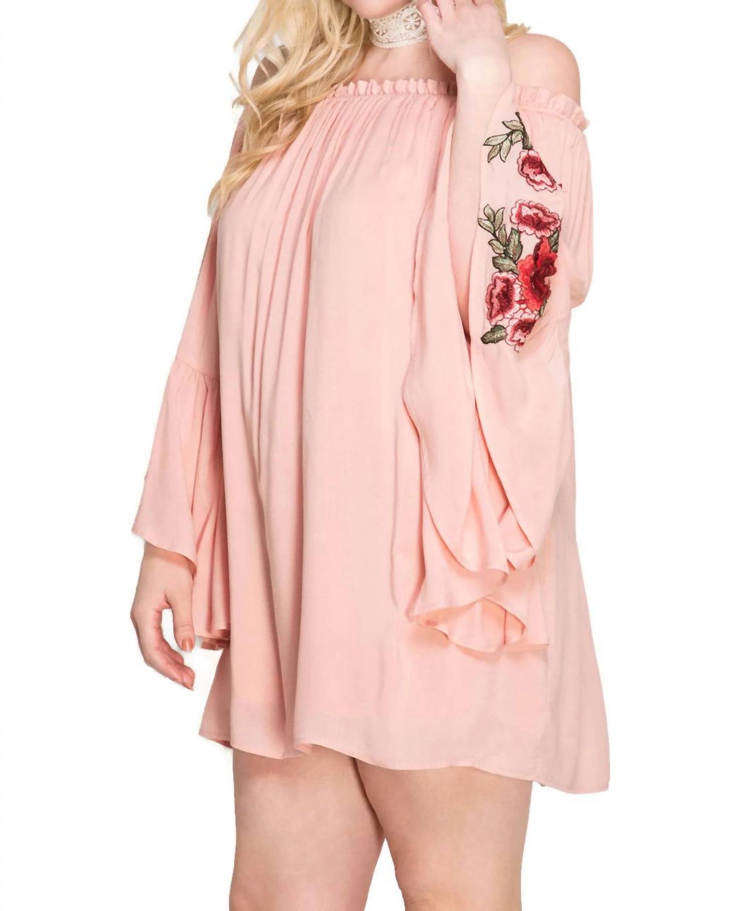 She + Sky - Floral Off The Shoulder Mini Dress - PLUS