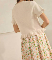 Creamon Ave Ruffle Wave Hem Knit Sweater in beige - women's sweater - alternate view