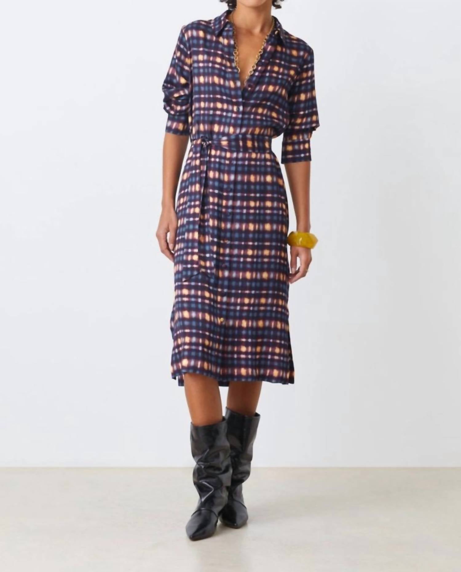 Suncoo - Cecily Buttoned Tartan-effect Dress